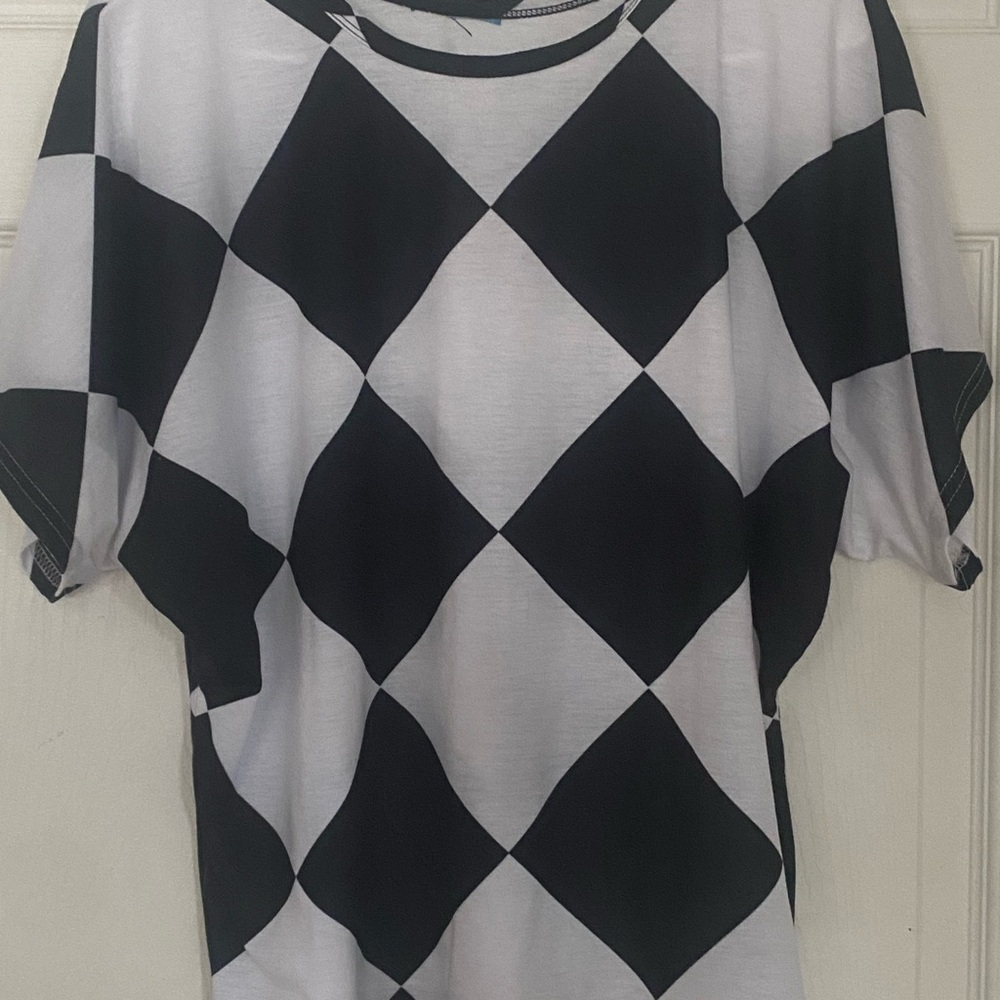 Checkered Queen Black and White Freddie Mercury Top